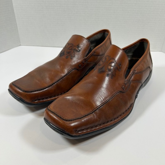 Clarks Mens Brown Leather Square Toe Slip On Loafer Dress Shoes Size 10.5 main image 5